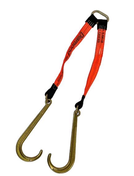 2" x 24" Towing V Bridle with 15" Forged J Hook - Heavy-Duty Tow Strap, 3,333 lbs Load Capacity | TOW-2X24BRIDLE-DW SAFE 'N SECURE LLC