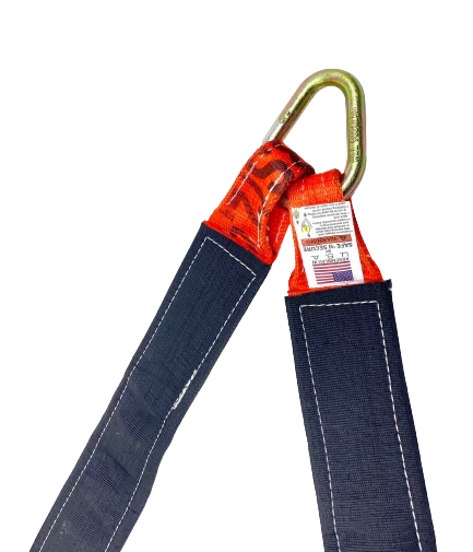 Heavy-Duty Towing V Strap Bridle, 3" x 30' - 5,400 lbs Load Capacity with 8" J Hook & TJ Hook SAFE 'N SECURE LLC