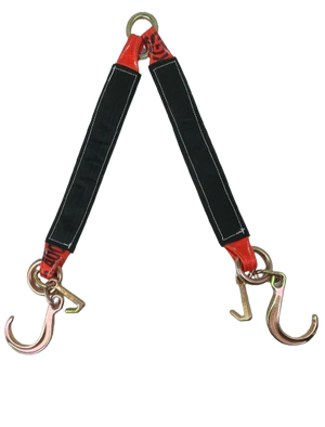 5,400 lb V-Bridle Towing Strap 3" x 30" 8" Forged J & Mini J-Hook
