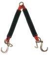 TOW-3X308FJ-MJ Hook: 3" x 30" V-Bridle Towing Strap with 8" Forged J & Mini J-Hook - 5,400lbs Load Capacity - Professional Grade Towing Equipment SAFE 'N SECURE LLC