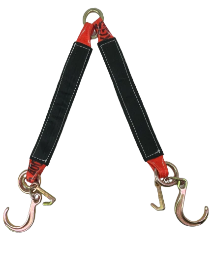 TOW-3X308FJ-MJ Hook featuring 3-inch by 30-inch V-Bridle towing strap with durable 8-inch Forged J and Mini J-Hook, capable of supporting up to 5,400 lbs for professional-grade towing.