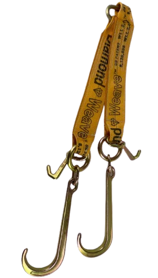 4" x 36" V-Bridle Strap with 15" Forged J-Hooks, TJ Hooks - Diamond Weave, 5,400 lbs WLL CasterHQ