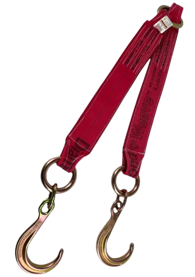 4" x 36" V-Bridle Sling with 8" Forged J-Hooks, 5,400 lbs WLL, Heavy Duty Lifting Sling CasterHQ