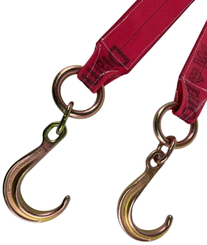 4" x 36" V-Bridle Sling with 8" Forged J-Hooks, 5,400 lbs WLL, Heavy Duty Lifting Sling CasterHQ
