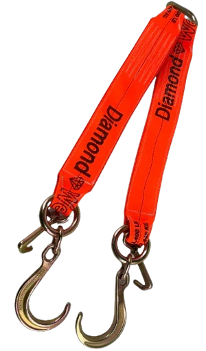 5,400 lb V-Bridle Strap 4" x 36" Diamond Weave & 8" J-Hooks
