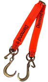4" x 36" V-Bridle Strap with 8" Forged J-Hooks and Mini J-Hooks, 5,400 lbs WLL, Diamond Weave Webbing CasterHQ