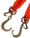 4" x 36" V-Bridle Strap with 8" Forged J-Hooks and Mini J-Hooks, 5,400 lbs WLL, Diamond Weave Webbing CasterHQ