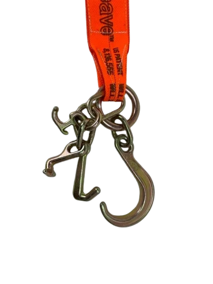 4" x 36" V-Bridle Tow Strap with RTJ Cluster Hooks, 8" J-Hook, Diamond Weave, 5,400 lb WLL CasterHQ