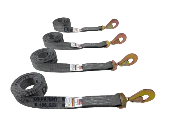 8 Point Diamond Weave Flatbed Rollback Car Tie Down Kit with Twisted Snap Hooks - 14ft Straps, 3,333 lbs WLL, Made in USA CasterHQ