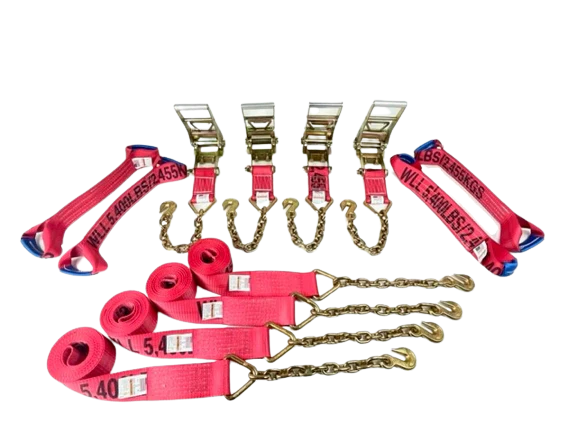 3 inch 8 point flatbed rollback kit with chains and grab hooks