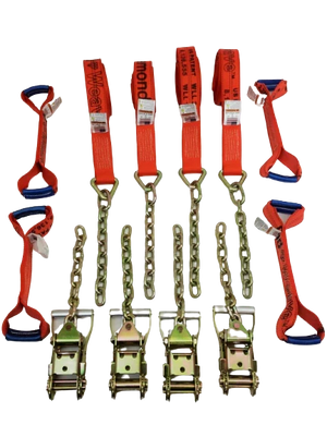 3,333 lb 2" x 18' Diamond Weave Tow Straps Kit & Ratchets