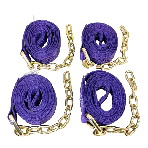 8 Point Diamond Weave Flatbed Rollback 14' Car Tie Down Kit with Chain Tail - Heavy Duty 3,333 lbs WLL, Made in USA CasterHQ