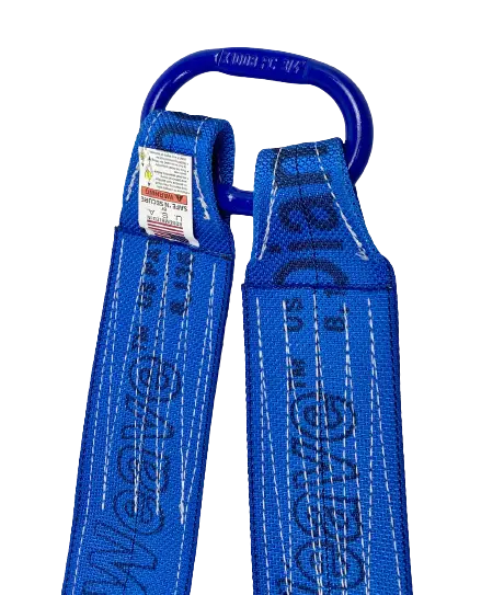 Towing V Bridle 4 inch x 24 inch with 8 inch J Hook and TJ Hook - Diamond Weave, 5,400 lbs WLL, Blue, Made in USA -  | CasterHQ