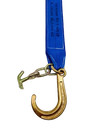 Towing V Bridle 4 inch x 24 inch with 8 inch J Hook and TJ Hook - Diamond Weave, 5,400 lbs WLL, Blue, Made in USA CasterHQ