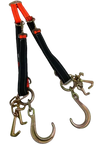 TOW-MULTIAXLEBRIDLE-DW V-Bridle Strap - 2" x 56" with 8" Forged J-Hooks & RTJ Cluster Hooks, 3333 lbs Load Capacity - Heavy-Duty Towing Strap SAFE 'N SECURE LLC
