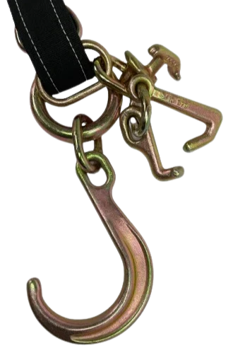 TOW-MULTIAXLEBRIDLE-DW V-Bridle Strap - 2" x 56" with 8" Forged J-Hooks & RTJ Cluster Hooks, 3333 lbs Load Capacity - Heavy-Duty Towing Strap SAFE 'N SECURE LLC