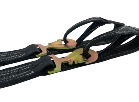 Heavy-Duty V-Bridle Tow Strap, 2" x 57" - 3,333 lbs Load Capacity with Flat Snap Hooks & Cordura Sleeve SAFE 'N SECURE LLC