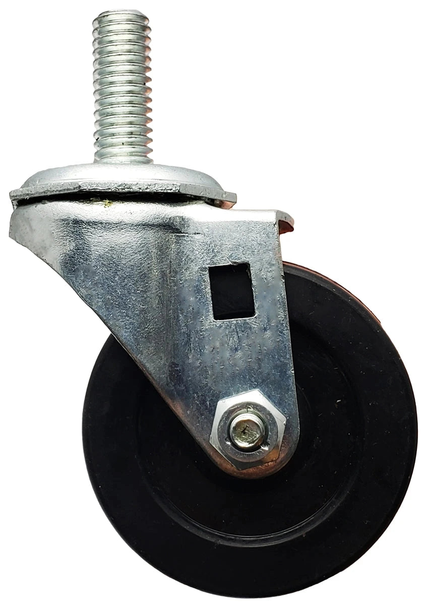 2" Swivel Stem Caster | Black Hard Rubber Wheel | Threaded Stem 3/8"-16 x 1" | 90 lbs Capacity NSF APPROVED