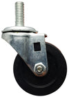 2" Swivel Stem Caster | Black Hard Rubber Wheel | Threaded Stem 3/8"-16 x 1" | 90 lbs Capacity NSF APPROVED