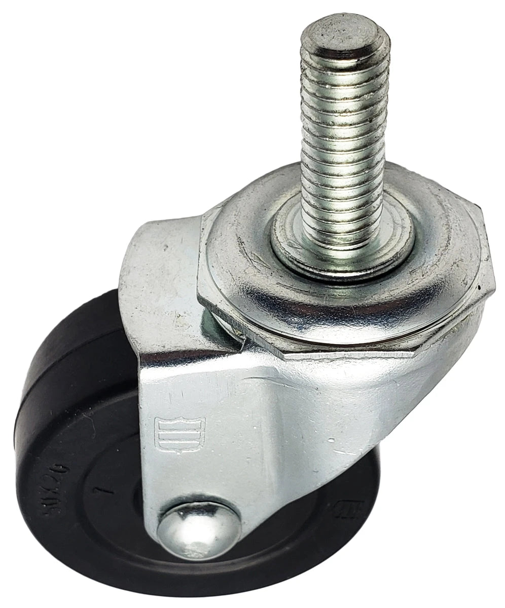 2" Swivel Stem Caster | Black Hard Rubber Wheel | Threaded Stem 3/8"-16 x 1" | 90 lbs Capacity NSF APPROVED