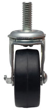 2" Swivel Stem Caster | Black Hard Rubber Wheel | Threaded Stem 3/8"-16 x 1" | 90 lbs Capacity NSF APPROVED