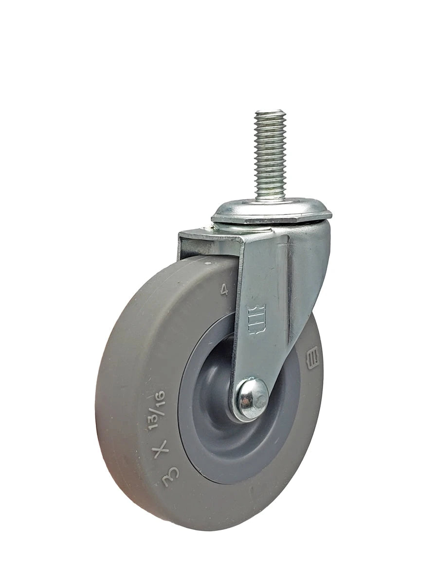 3" Stem Caster | Non-Marking Thermo Rubber Wheel | Threaded Stem 3/8"-16 x 1" | 100 lbs Capacity NSF APPROVED