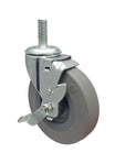 3" Locking Thermo Rubber Caster – 100 lb | 3/8"-16 x 1" Threaded Stem | CasterHQ