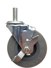 3" Locking Stem Caster | Non-Marking Thermo Rubber Wheel | Threaded Stem 3/8"-16 x 1" | 100 lbs Capacity NSF APPROVED