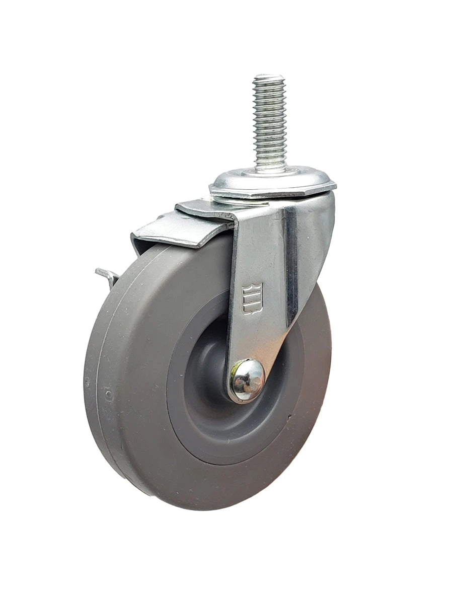 3" Locking Stem Caster | Non-Marking Thermo Rubber Wheel | Threaded Stem 3/8"-16 x 1" | 100 lbs Capacity NSF APPROVED