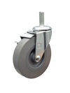 3" Locking Stem Caster | Non-Marking Thermo Rubber Wheel | Threaded Stem 3/8"-16 x 1" | 100 lbs Capacity NSF APPROVED