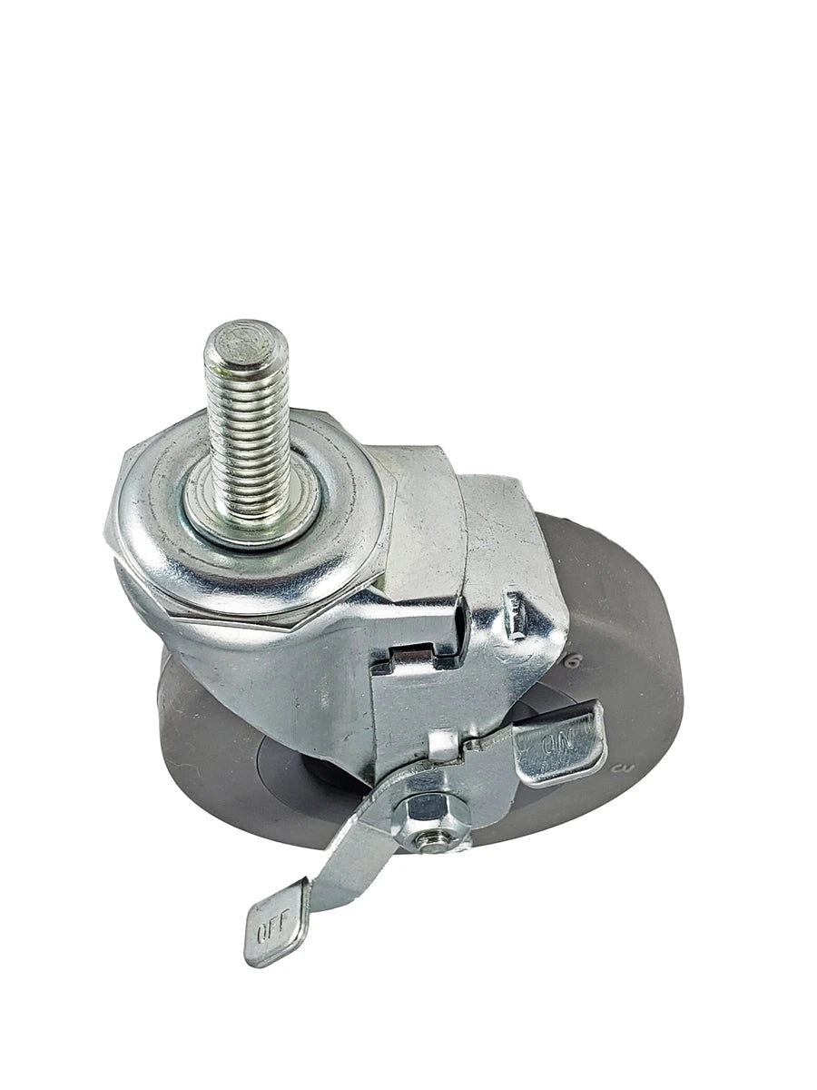 3" Locking Stem Caster | Non-Marking Thermo Rubber Wheel | Threaded Stem 3/8"-16 x 1" | 100 lbs Capacity NSF APPROVED