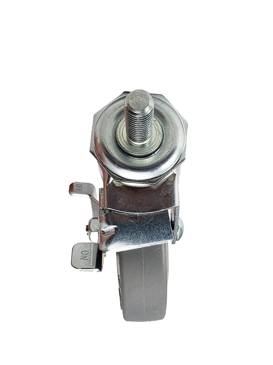 3" Locking Stem Caster | Non-Marking Thermo Rubber Wheel | Threaded Stem 3/8"-16 x 1" | 100 lbs Capacity NSF APPROVED