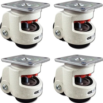 Retractable Leveling Casters 2.85 Inch Wheel - 4 Pack | 6600 lbs Total Capacity Heavy Duty Machine Feet CasterHQ