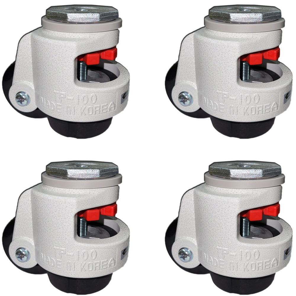 TP-100S - 3" Wheel - Retractable Leveling Machine Stem Casters - 4 Pack - 6,400 lbs Per Set CasterHQ