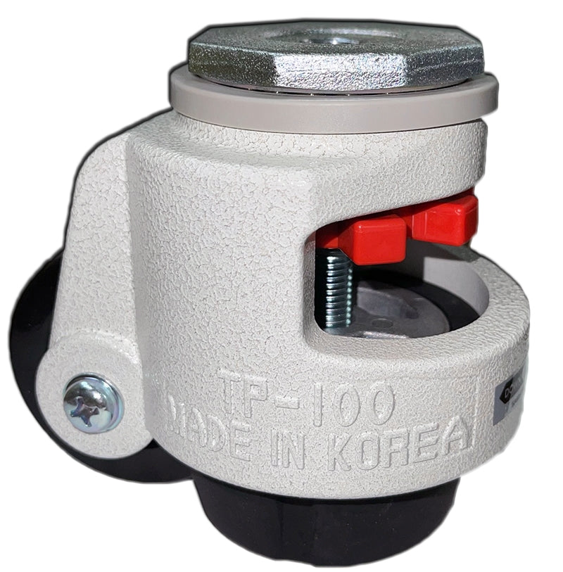 TP-100S - 3" Wheel - Retractable Leveling Machine Stem Casters - 4 Pack - 6,400 lbs Per Set CasterHQ