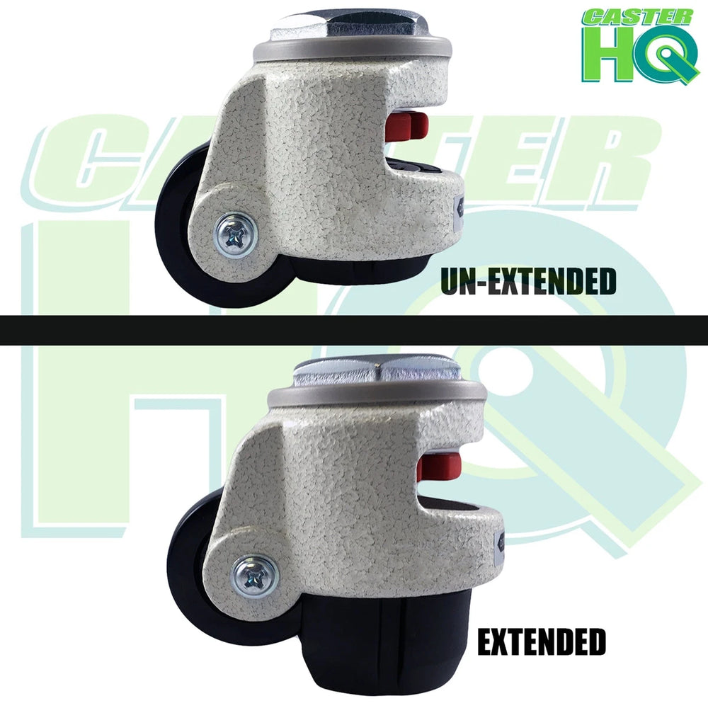 TP-40S - 1.75" Wheel - Stem Retractable Leveling Machine Casters - 4 Pack - 440 lbs Per Set CasterHQ