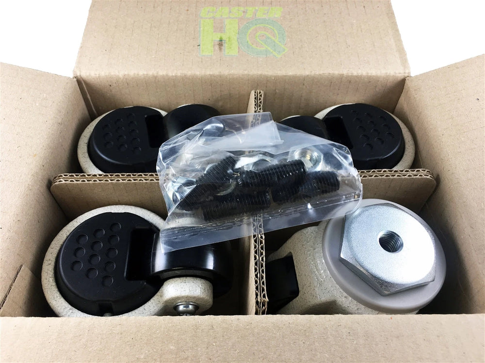 TP-40S - 1.75" Wheel - Stem Retractable Leveling Machine Casters - 4 Pack - 440 lbs Per Set CasterHQ