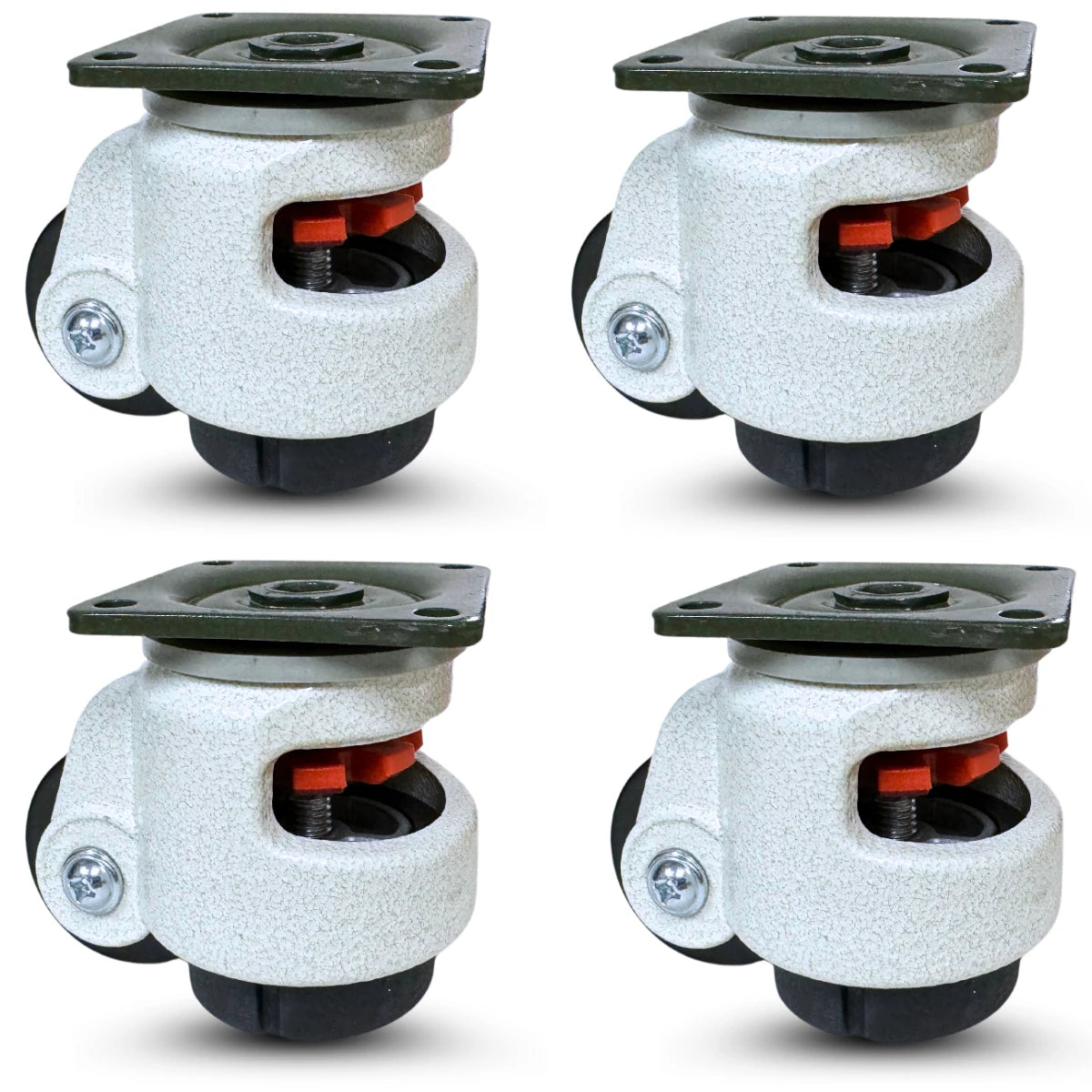 TP-60F - 2" Wheel - Retractable Leveling Machine Casters - 4 Pack - 2,400 lbs Per Set CasterHQ