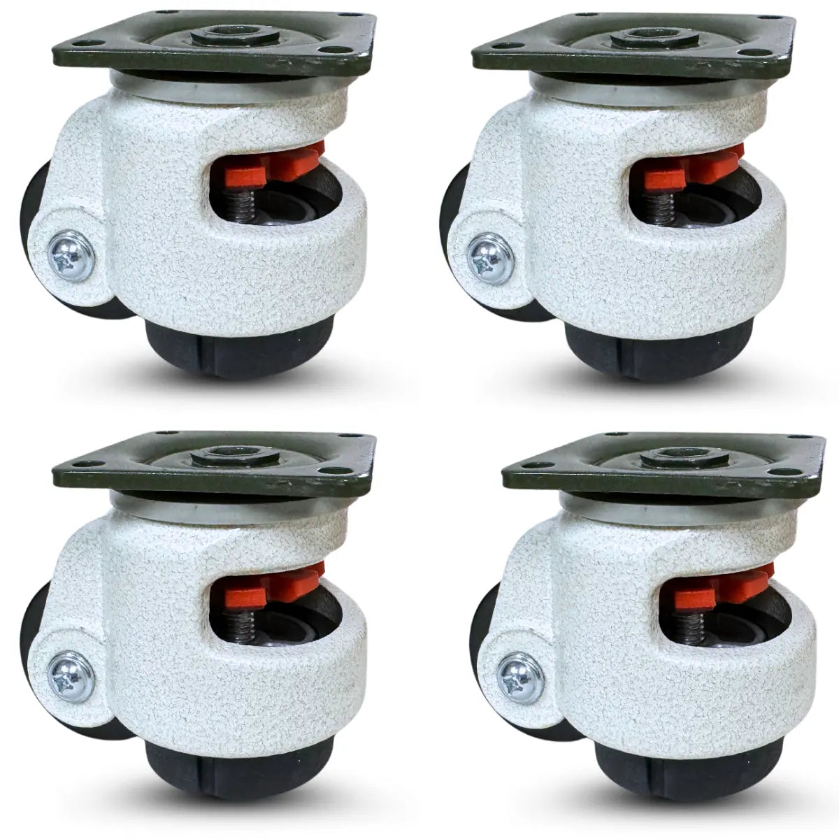 TP-60F - 2" Wheel - Retractable Leveling Machine Casters - 4 Pack - 2,400 lbs Per Set -  | CasterHQ