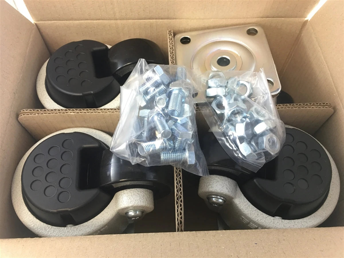 Retractable Leveling Casters 2.5 Inch Wheel - 4 Pack | 4400 lbs Capacity Heavy Duty Machine Feet CasterHQ