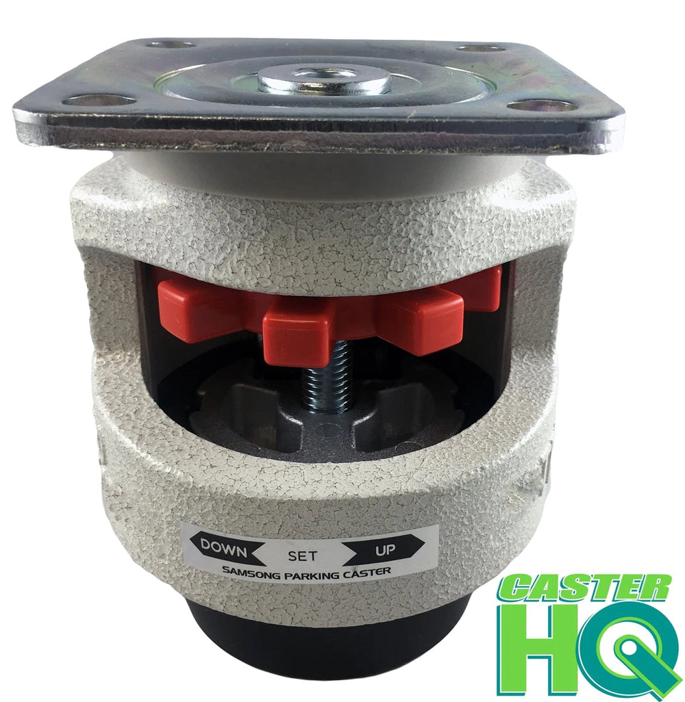 Retractable Leveling Casters 2.5 Inch Wheel - 4 Pack | 4400 lbs Capacity Heavy Duty Machine Feet CasterHQ