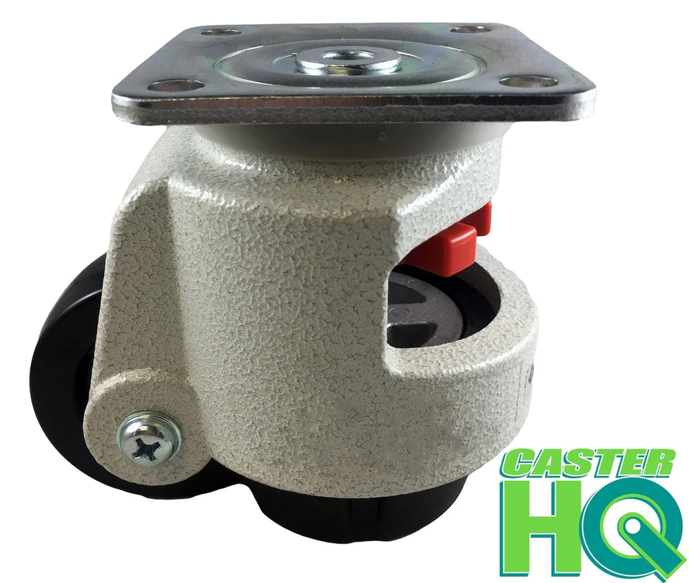 Retractable Leveling Casters 2.5 Inch Wheel - 4 Pack | 4400 lbs Capacity Heavy Duty Machine Feet CasterHQ