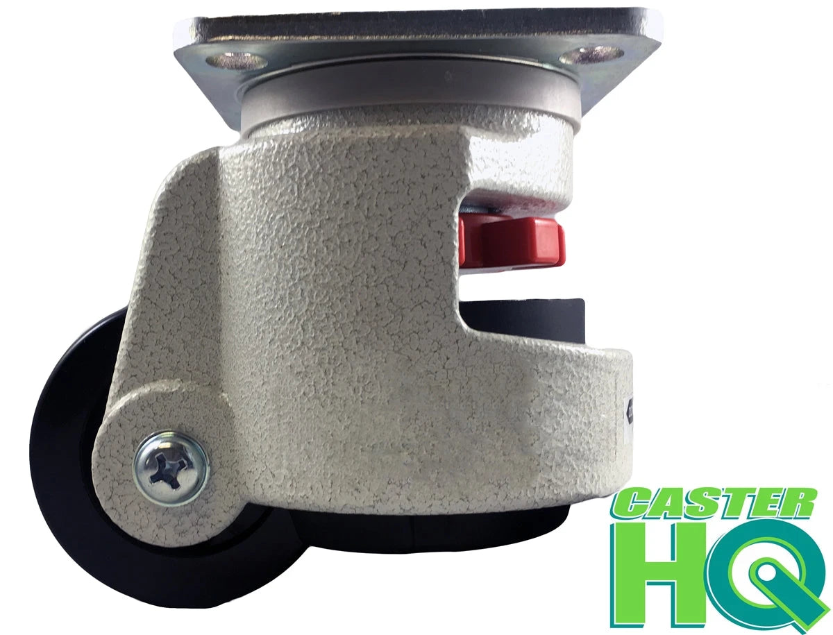 Retractable Leveling Casters 2.5 Inch Wheel - 4 Pack | 4400 lbs Capacity Heavy Duty Machine Feet CasterHQ