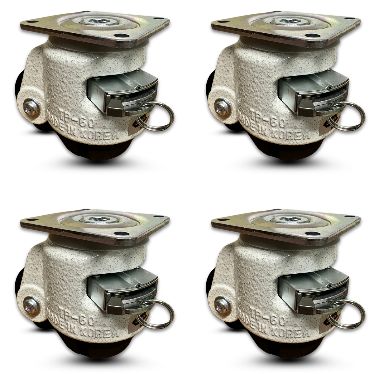 QuickAdjust Ratchet-Leveling Casters with 2-Inch Nylon Wheels, Set of 4, 2,400 lbs Capacity