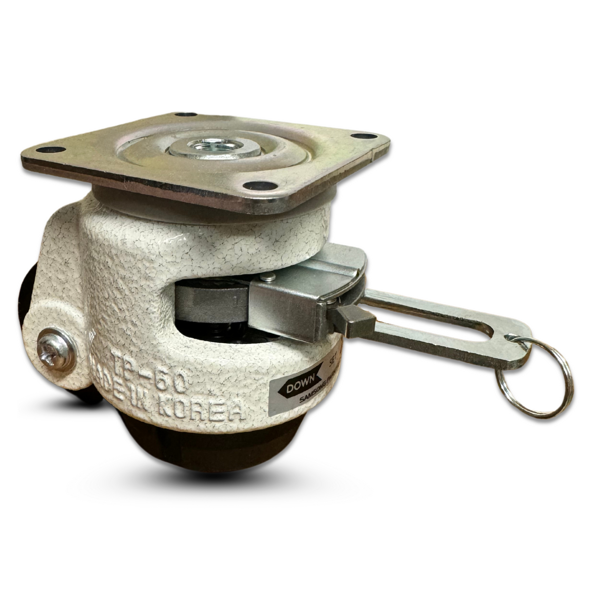 QuickAdjust Ratchet-Leveling Casters - 2" Nylon Wheels, Retractable, Set of 4 (2,400 lbs Capacity) - CasterHQ