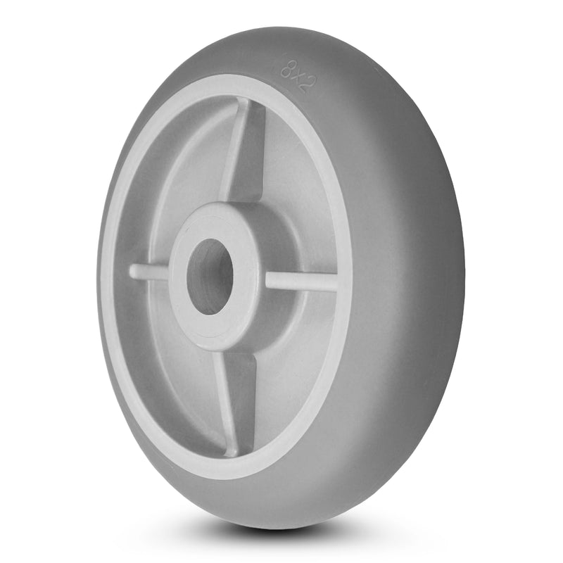 8 Inch x 2 Inch Crowned Gray Thermo Rubber Wheel - 600 lbs Capacity | Non-Marking Floor Safe CasterHQ