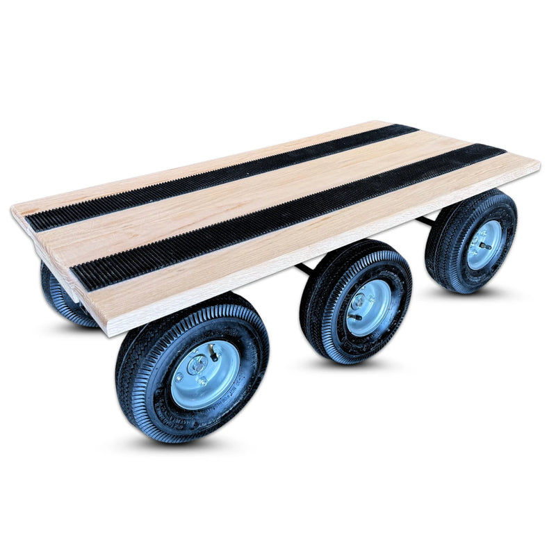 USA-Made Solid Oak 6-Wheel All-Terrain Dolly - 1400 lbs Capacity | Heavy Duty Industrial Moving Cart CasterHQ
