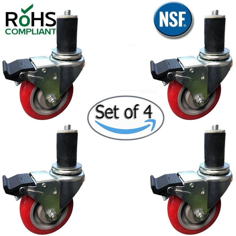 4 Inch Caster Wheel Set for Commercial Kitchen Prep Tables - Total Locking | Food Service CasterHQ