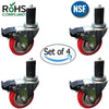4 Inch Caster Wheel Set for Commercial Kitchen Prep Tables - Total Locking | Food Service CasterHQ