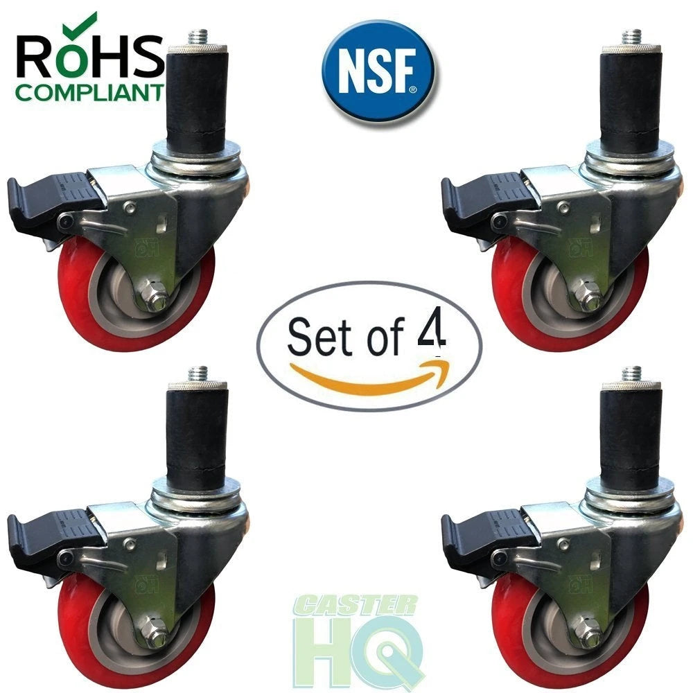 5 inch Caster Wheel Set For Commercial Kitchen Prep Tables, Total Locking Casters CasterHQ